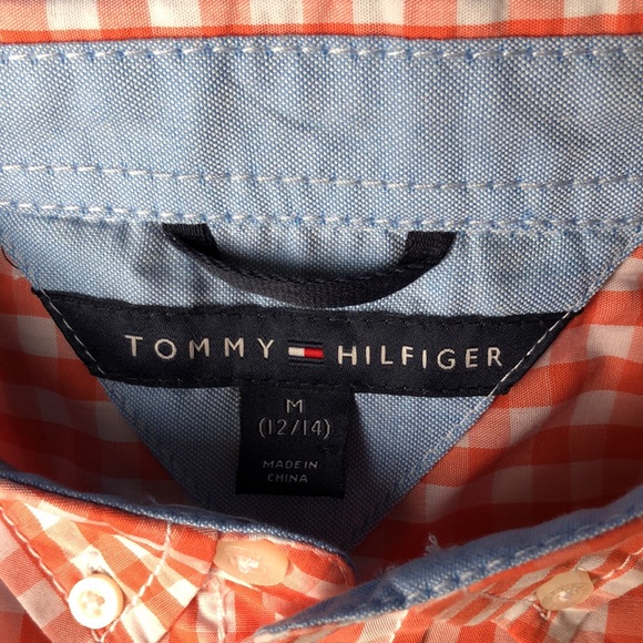 🔥3/&20.Tommy Hilfiger Boys Short Sleeve Gingham Shirt - Picture 4 of 7